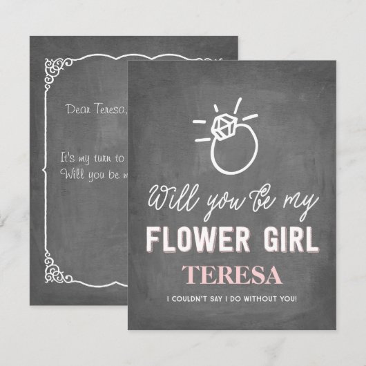 Wil je mijn bloemenmeisje zijn | Bruidsmeisje Kaart (Voorkant / Achterkant)