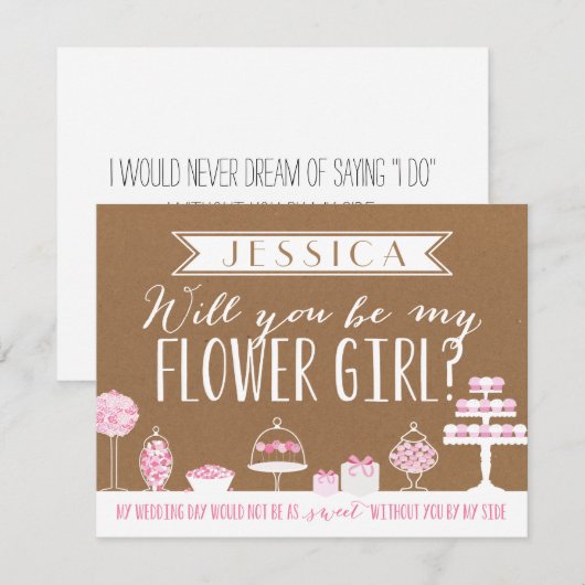 Wil je mijn bloemenmeisje zijn | Bruidsmeisje Kaart (Voorkant / Achterkant)