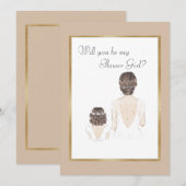 Wil je mijn bloemenmeisje zijn Bruiloft Goud Kaart (Voorkant / Achterkant)