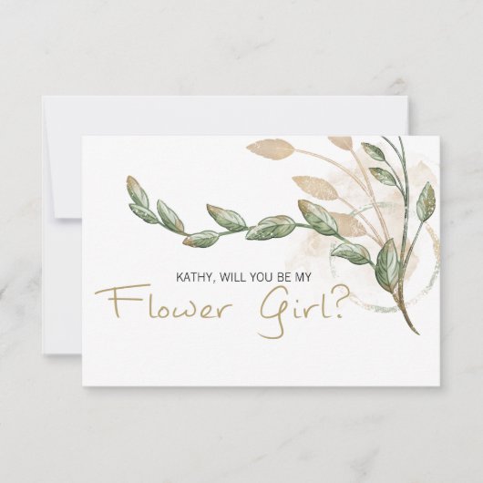 Wil je mijn bloemenmeisje zijn Goud Salie Groen (Voorkant)