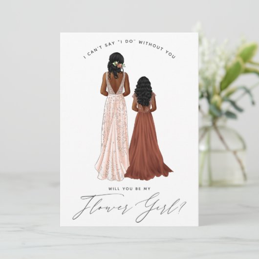 Wil je mijn bloemenmeisje zijn? Meisjes in jurken Kaart (Staand voorkant)