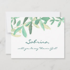 Wil je mijn bloemenmeisje zijn Moderne botanische  Kaart