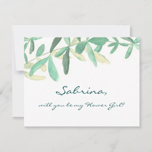 Wil je mijn bloemenmeisje zijn Moderne botanische  Kaart (Voorkant)