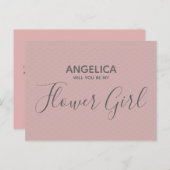 Wil je mijn bloemenmeisje zijn Mooie Roze Patroon Uitnodiging Briefkaart (Voorkant / Achterkant)