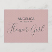 Wil je mijn bloemenmeisje zijn Mooie Roze Patroon Uitnodiging Briefkaart (Voorkant)