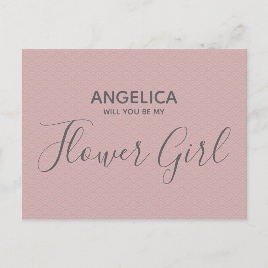 Wil je mijn bloemenmeisje zijn Mooie Roze Patroon Uitnodiging Briefkaart (Voorkant)