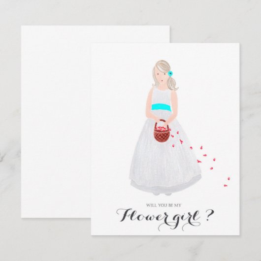 Wil je mijn bloemenmeisje zijn persoonlijke kaart (Voorkant / Achterkant)