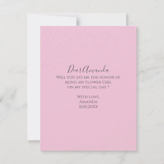 Wil je mijn bloemenmeisje zijn? Persoonlijke vraag Kaart (Achterkant)