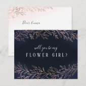 Wil je mijn bloemenmeisje zijn roos goud botanisch kaart (Voorkant / Achterkant)