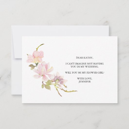 Wil je mijn bloemenmeisje zijn Roze Blozen Magnoli (Achterkant)