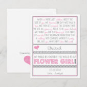 Wil je mijn bloemenmeisje zijn? Roze/Grijze kaart  (Voorkant / Achterkant)