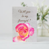 Wil je mijn bloemenmeisje zijn roze uitnodigingska kaart (Staand voorkant)