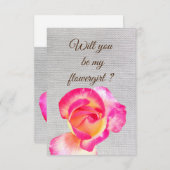 Wil je mijn bloemenmeisje zijn roze uitnodigingska kaart (Voorkant / Achterkant)