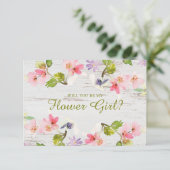 Wil je mijn bloemenmeisje zijn Rustic Roze Bloemen (Staand voorkant)