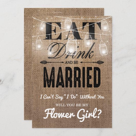 Wil je mijn bloemenmeisje zijn? | Rustieke bruidsm Kaart (Voorkant / Achterkant)