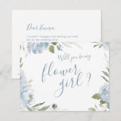 Wil je mijn bloemenmeisje zijn stoffig blauwe bloe kaart (Voorkant / Achterkant)