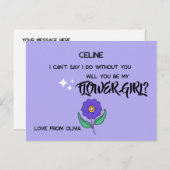 Wil je mijn bloemenmeisje zijn? Tekst aanpasbaar Uitnodiging Briefkaart (Voorkant / Achterkant)