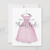 Wil je mijn bloemenmeisje zijn Trouwjurk Cute Roze Kaart (Voorkant)