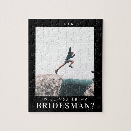 Wil je mijn Bridesman Minimalistische Foto Modern Legpuzzel (Verticaal)