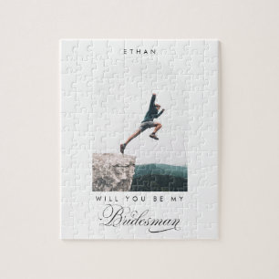 Wil je mijn Bridesman zijn Minimaal Foto Modern Bo Legpuzzel