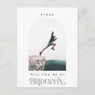 Wil je mijn Bridesman zijn Minimale Foto Moderne B Briefkaart