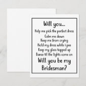 Wil je mijn Bridesman zijn Notitiekaartje (Voorkant / Achterkant)