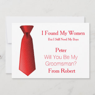 Wil je mijn bruidsjonker zijn Rood & Witte Das Kaart
