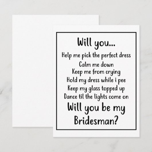 Wil je mijn bruidsman zijn notitiekaartje (Voorkant / Achterkant)