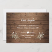 Wil je mijn bruidsmeisje baby's ademmetselaar potj kaart (Achterkant)