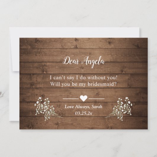 Wil je mijn bruidsmeisje baby's ademmetselaar potj kaart (Achterkant)