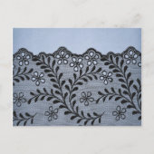 Wil je mijn bruidsmeisje blauw en zwart nep kant uitnodiging briefkaart (Achterkant)