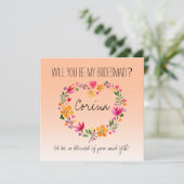 Wil je mijn bruidsmeisje bloemen hart krans kaart (Staand voorkant)