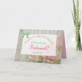 Wil je mijn bruidsmeisje bloemen rustiek hout Kaar
