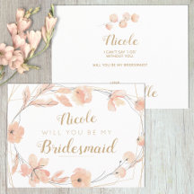 Wil je mijn bruidsmeisje Blush Blooms Waterverf zi