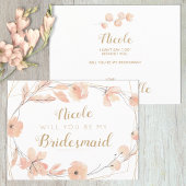 Wil je mijn bruidsmeisje Blush Blooms Waterverf zi Uitnodiging Briefkaart