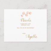 Wil je mijn bruidsmeisje Blush Blooms Waterverf zi Uitnodiging Briefkaart (Achterkant)