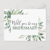 Wil je mijn bruidsmeisje botanische groen Annou Aankondigingskaart (Voorkant)