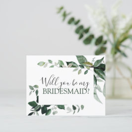 Wil je mijn bruidsmeisje botanische groen Annou Aankondigingskaart