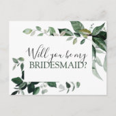 Wil je mijn bruidsmeisje botanische groen Annou Aankondigingskaart (Voorkant)