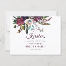 Wil je mijn bruidsmeisje Bourgondië Floral zijn?