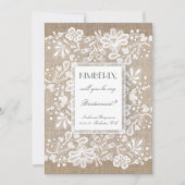 Wil je mijn bruidsmeisje Burlap and Lace Wedding z Kaart (Voorkant)