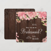 Wil je mijn bruidsmeisje chic bloemen rustiek kaart (Voorkant / Achterkant)