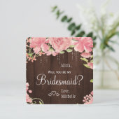Wil je mijn bruidsmeisje chic bloemen rustiek kaart (Staand voorkant)
