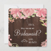 Wil je mijn bruidsmeisje chic bloemen rustiek kaart (Voorkant)