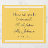 Wil je mijn bruidsmeisje chique script zacht geel  likeurfles etiket (Enkel label)