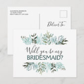 Wil je mijn bruidsmeisje Eucalyptus Green zijn? Aankondigingskaart (Voorkant / Achterkant)
