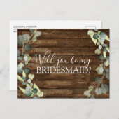 Wil je mijn bruidsmeisje Eucalyptus Green zijn? Aankondigingskaart (Voorkant / Achterkant)