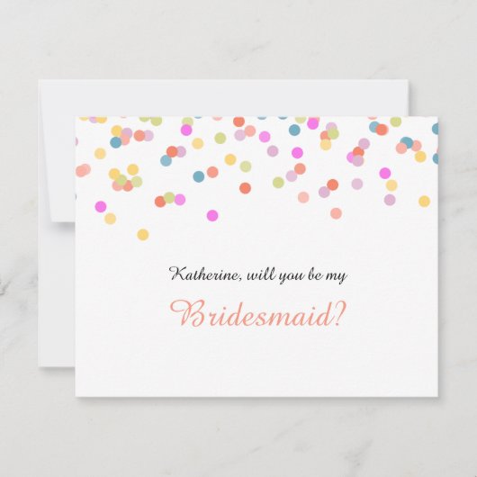 Wil je mijn bruidsmeisje feestelijke Confetti zijn Kaart (Voorkant)