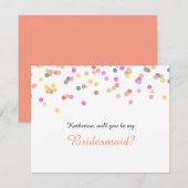 Wil je mijn bruidsmeisje feestelijke Confetti zijn Kaart (Voorkant / Achterkant)