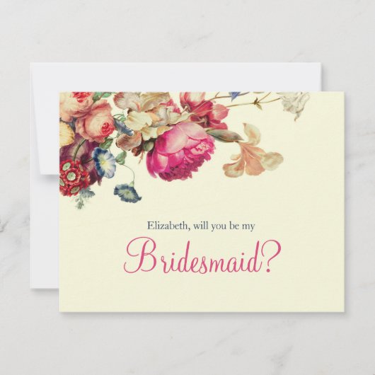 Wil je mijn bruidsmeisje Floral  zijn? Kaart (Voorkant)